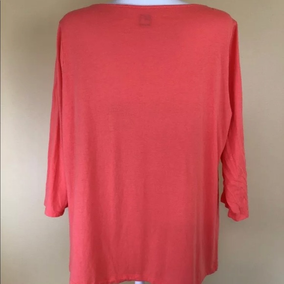 JCP 3/4 Sleeve Orange Light Weight Blouse - Picture 4 of 5